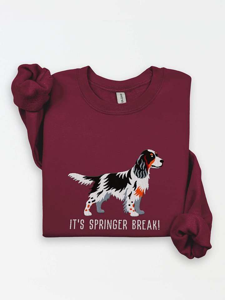 It's Springer Break Sweatshirt (Embroidered) of an English Springer Spaniel(Tricolor) product image (1)
