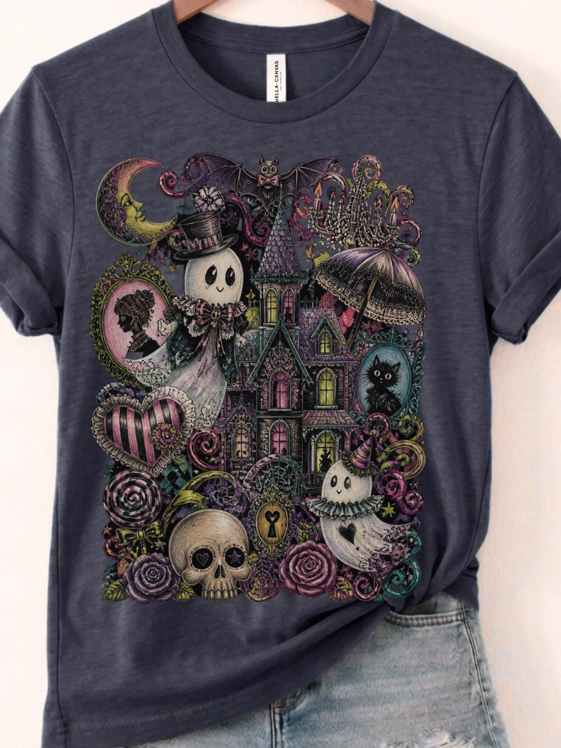 Whimsigoth Halloween Shirt, Victorian Haunted House Cute Ghost Tee product image (1)