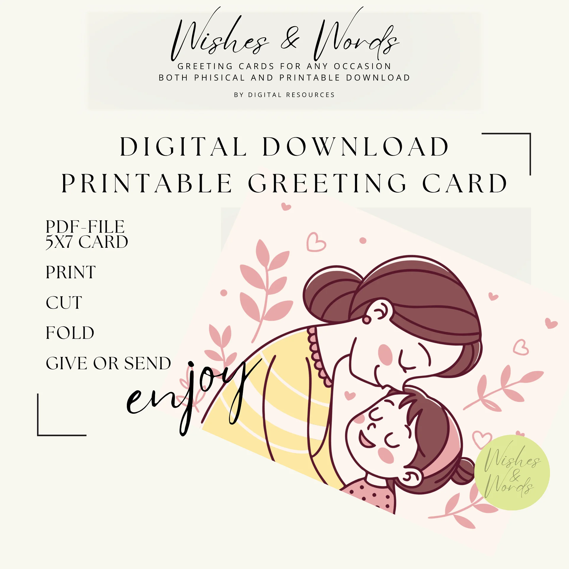 Printable Heartfelt Mothersday Greeting Card - Digital Download product image (1)