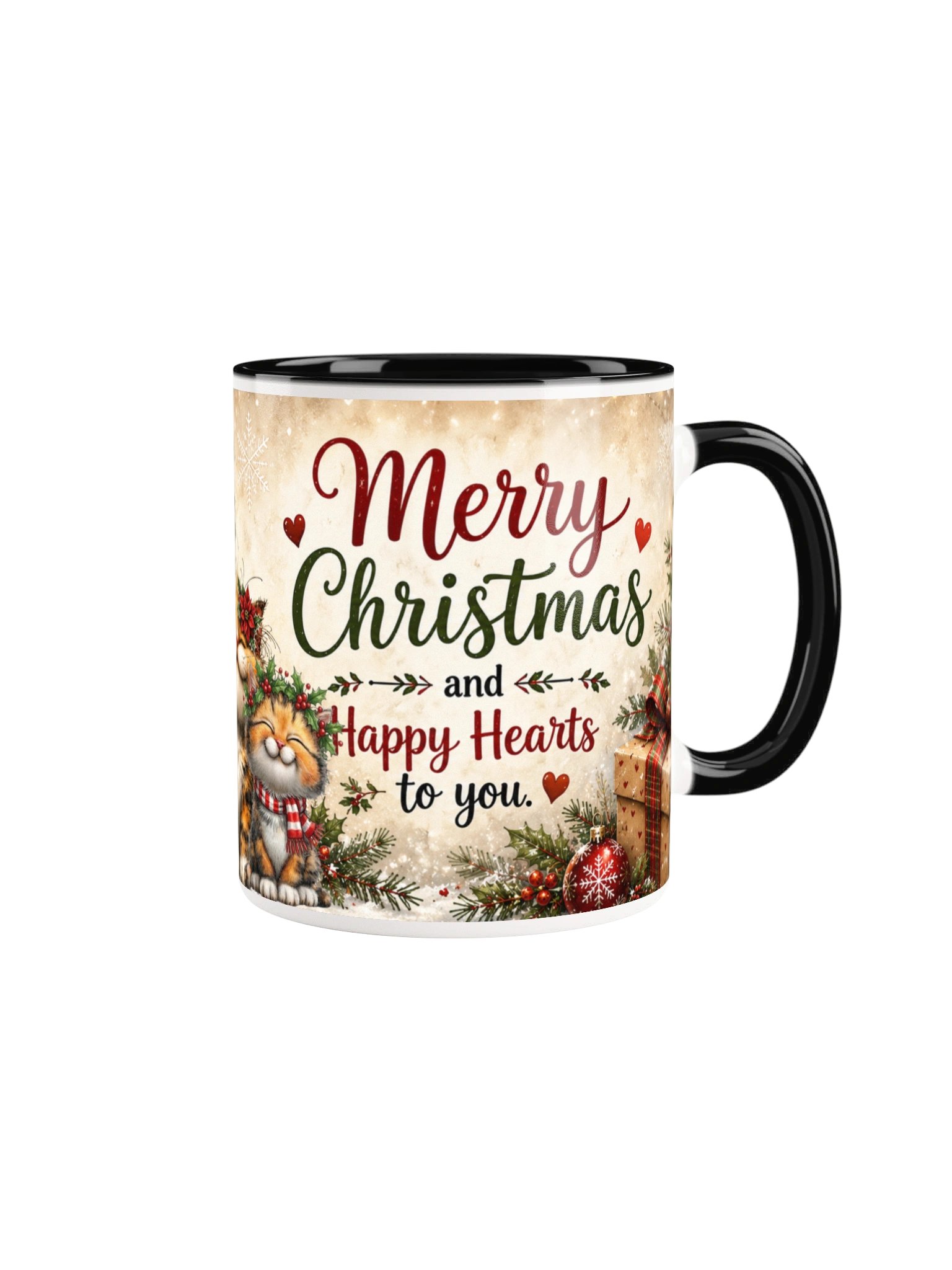 Merry Christmas Happy Hearts Cat Mug product image (5)