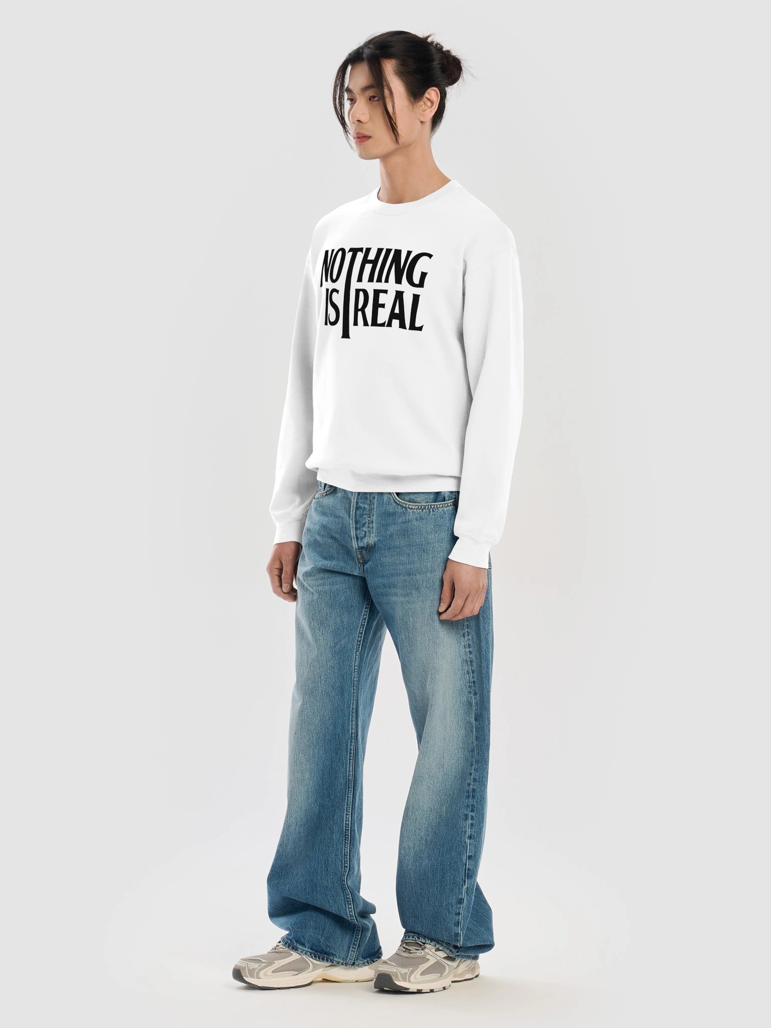 Nothing is Real (White Print) Crewneck Sweatshirt product image (47)