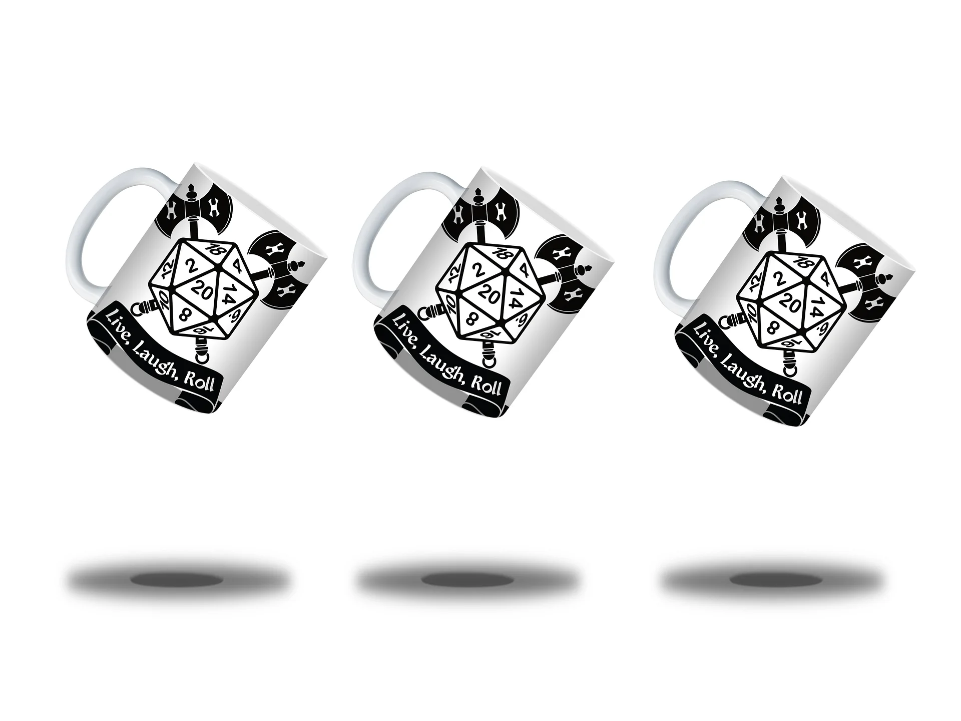 Live, Laugh, Roll 11oz Coffee Mug – D20 Dice Gaming Ceramic Cup – Perfect for Tabletop RPG Players and Dungeon Masters product image (3)