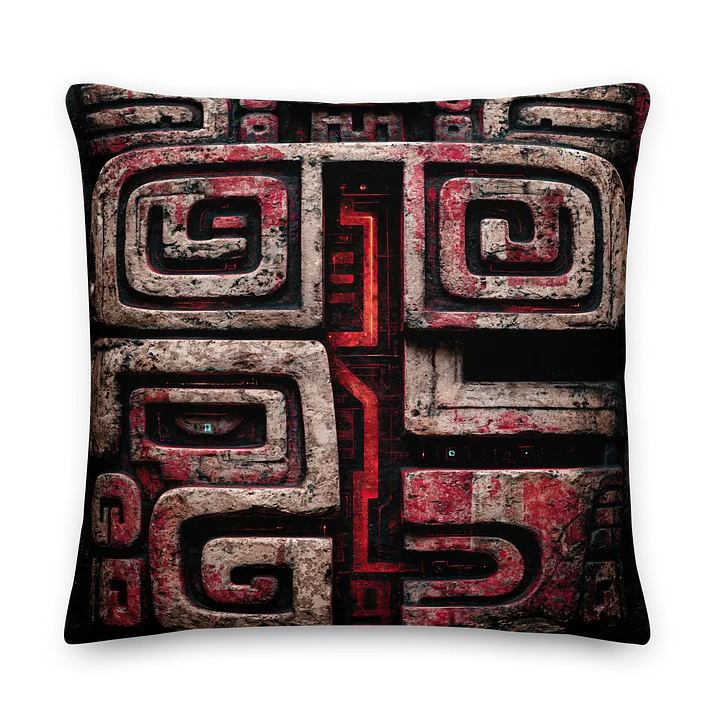 Transmission Core I — Ancient Mayan Tech Glyph Cushion Cover 22x22 product image (2)