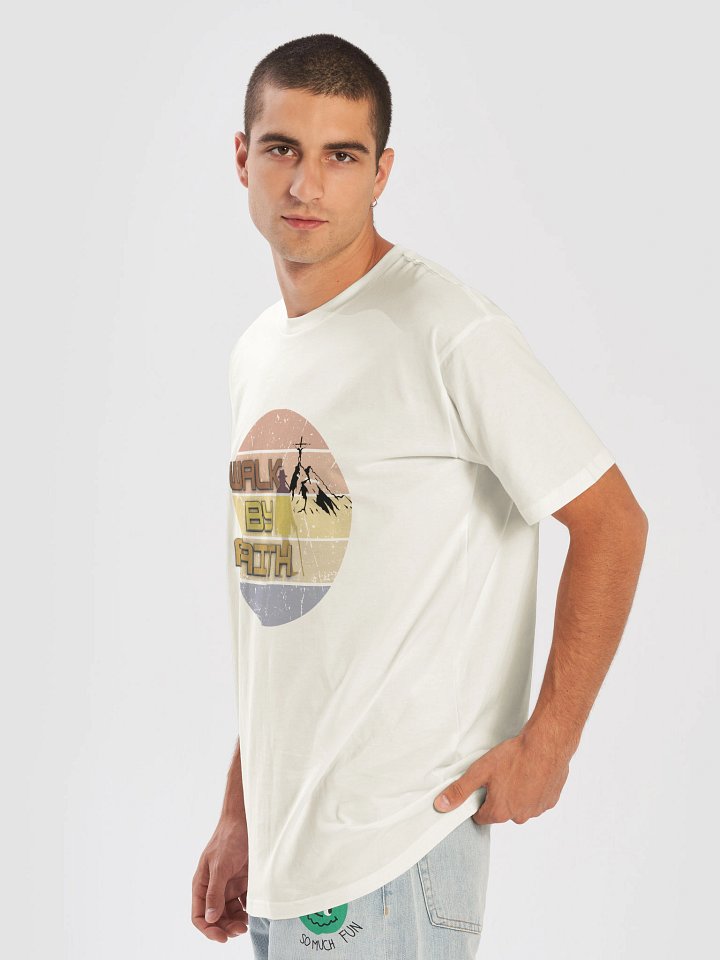 Walk by Faith Christian T-Shirt – Retro Mountains Graphic Faith Tee for Men & Women product image (2)