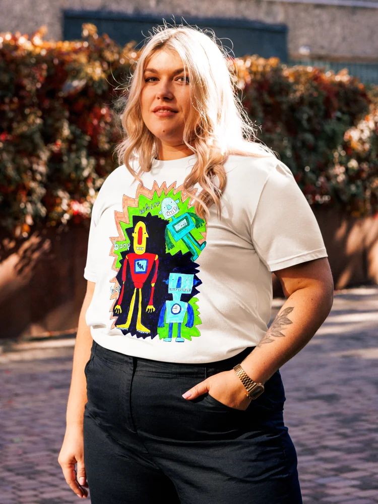 Whimsical Robot Trio Unisex T-Shirt product image (6)