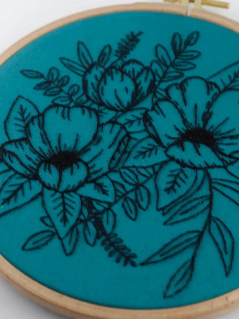 PDF hand embroidery pattern - Floral Bouquet, flower embroidery tutorial, digital stitch guide product image (3)