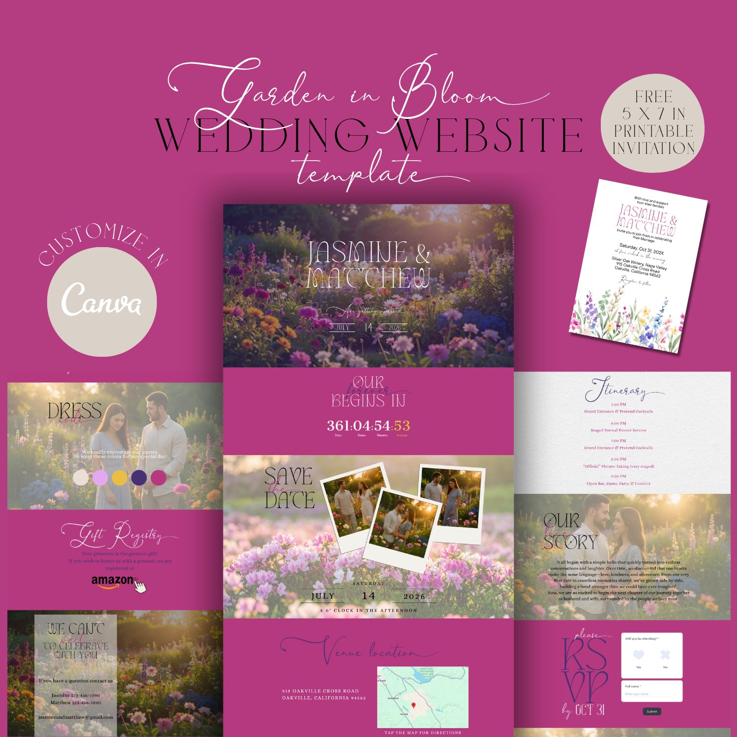Garden in Bloom Wedding Website Template | Editable Canva Wedding Website RSVP | Floral Wildflower Wedding Invite | Digital Wedding Invitation product image (1)