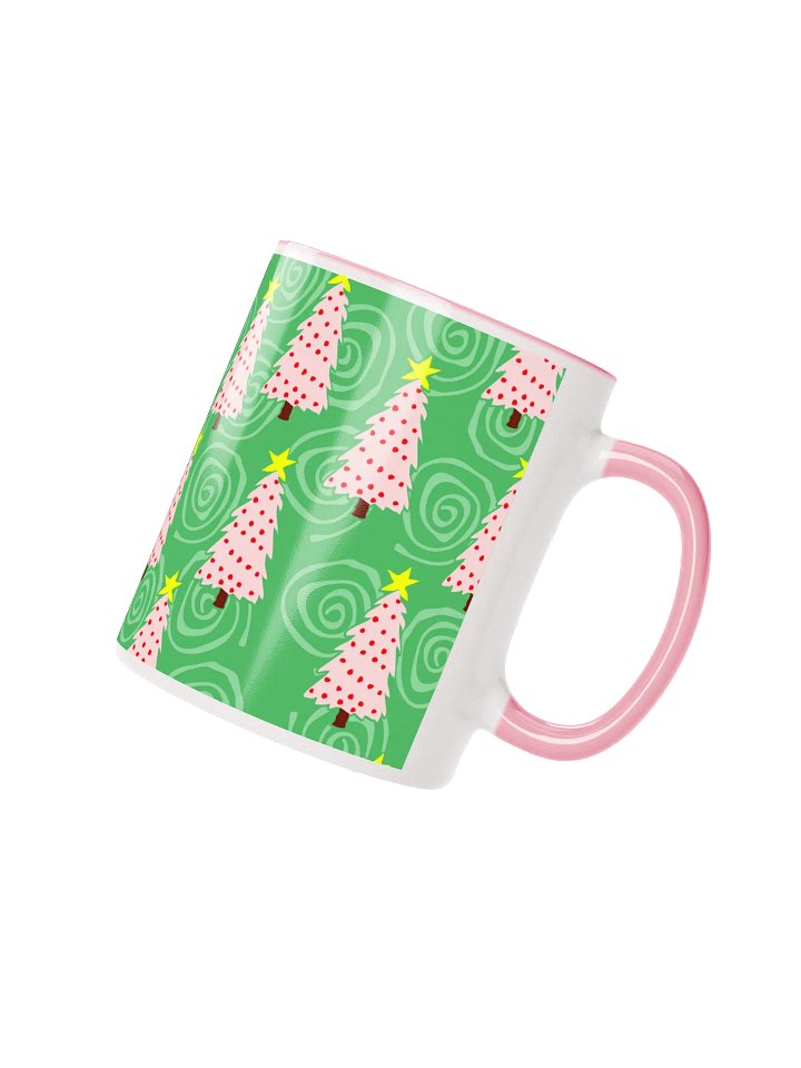 Pink Christmas Trees on Green Spirals Ceramic Mug product image (2)