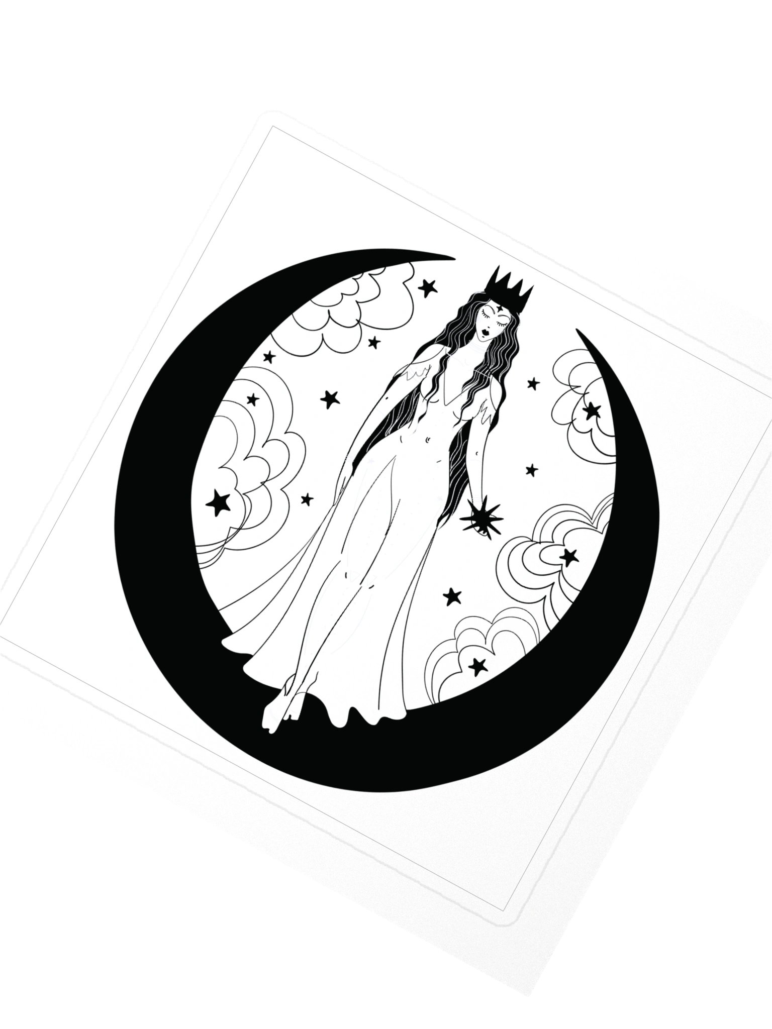 Crowned Moon Goddess Kiss Cut Sticker product image (2)