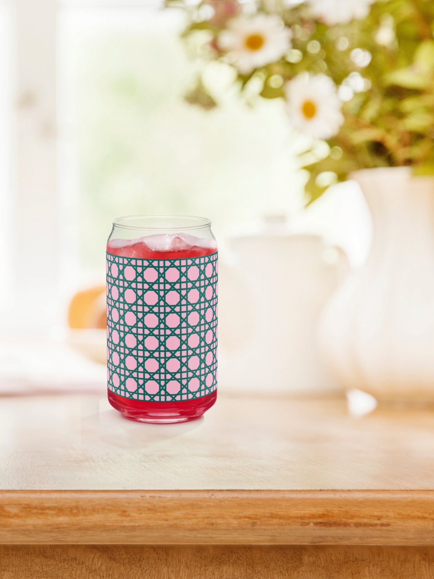 Cannage Green Pink Initial B Can-Shaped Glass product image (4)