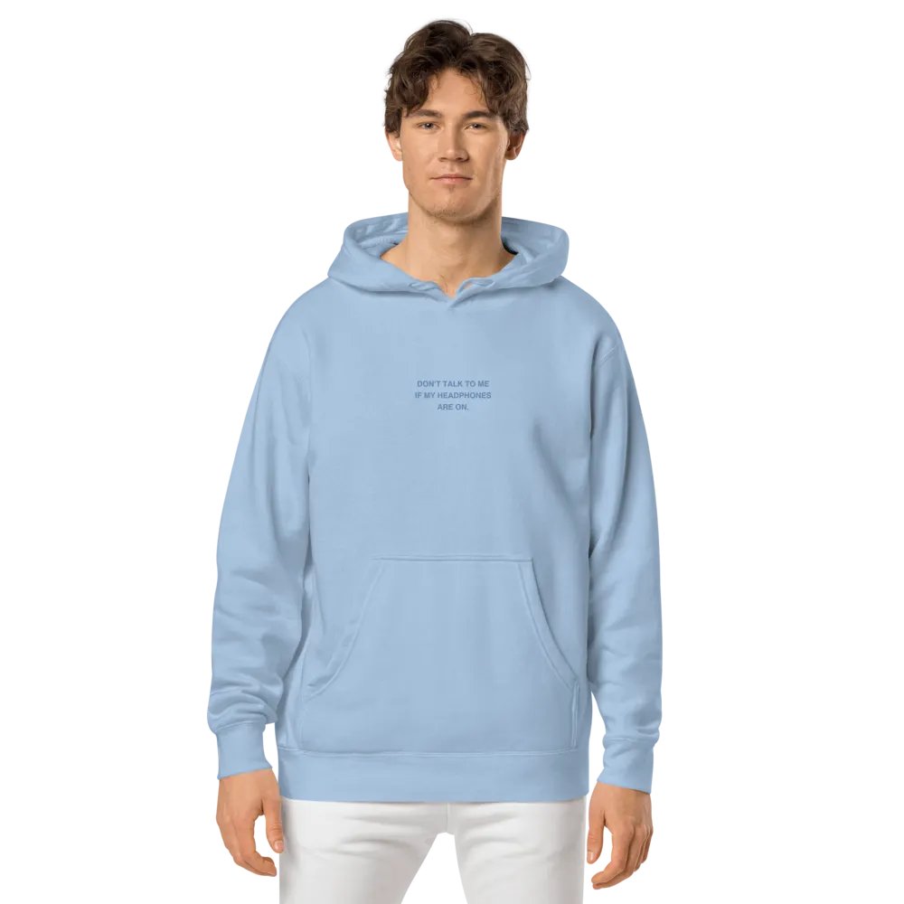 HEADPHONES ON (aqua) embroidered pigment hoodie product image (3)