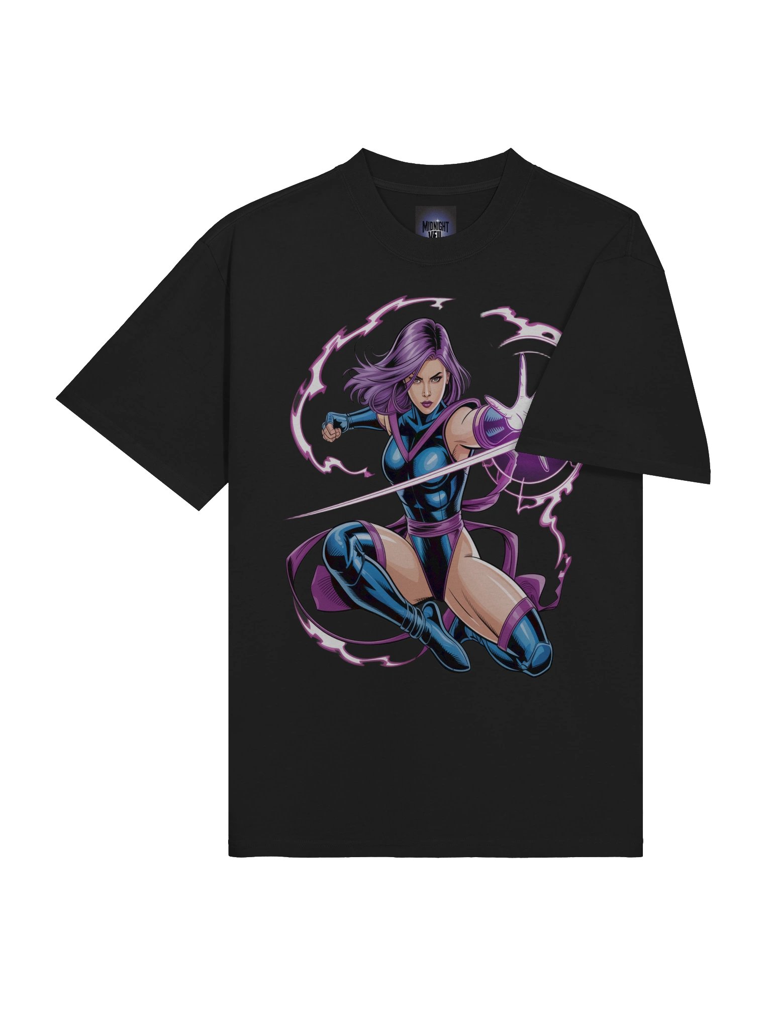 Psylocke Psychic Arc Oversized Faded T-Shirt - Exclusive Midnight Veil Designs Unisex Tee product image (4)