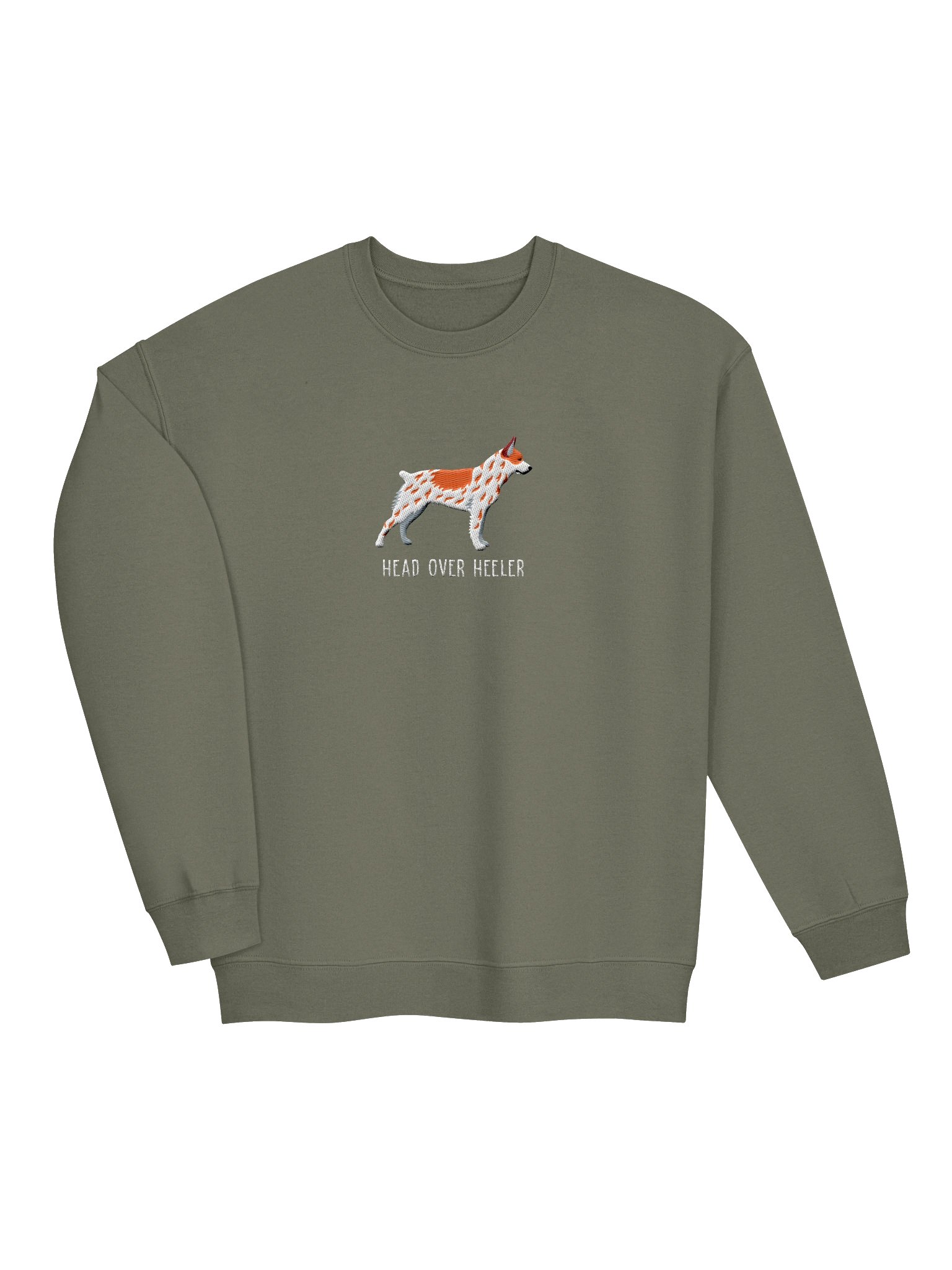 Head Over Heeler Sweatshirt (Embroidered) of an Australian Cattle Dog(Red Heeler, Docked Tail) product image (6)