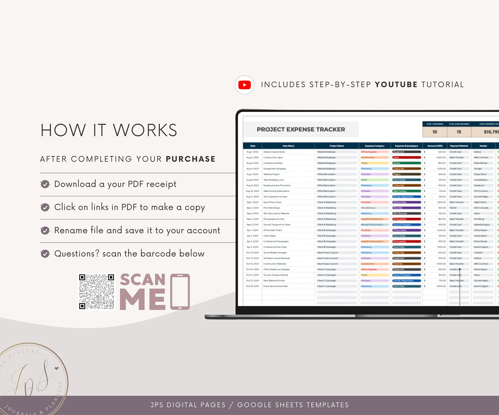Project Cost Tracker & Dashboard Spreadsheet, Google Sheets Template, Business Cost and Expenses Tracking, Project Budget, 2024-2025 Version product image (10)