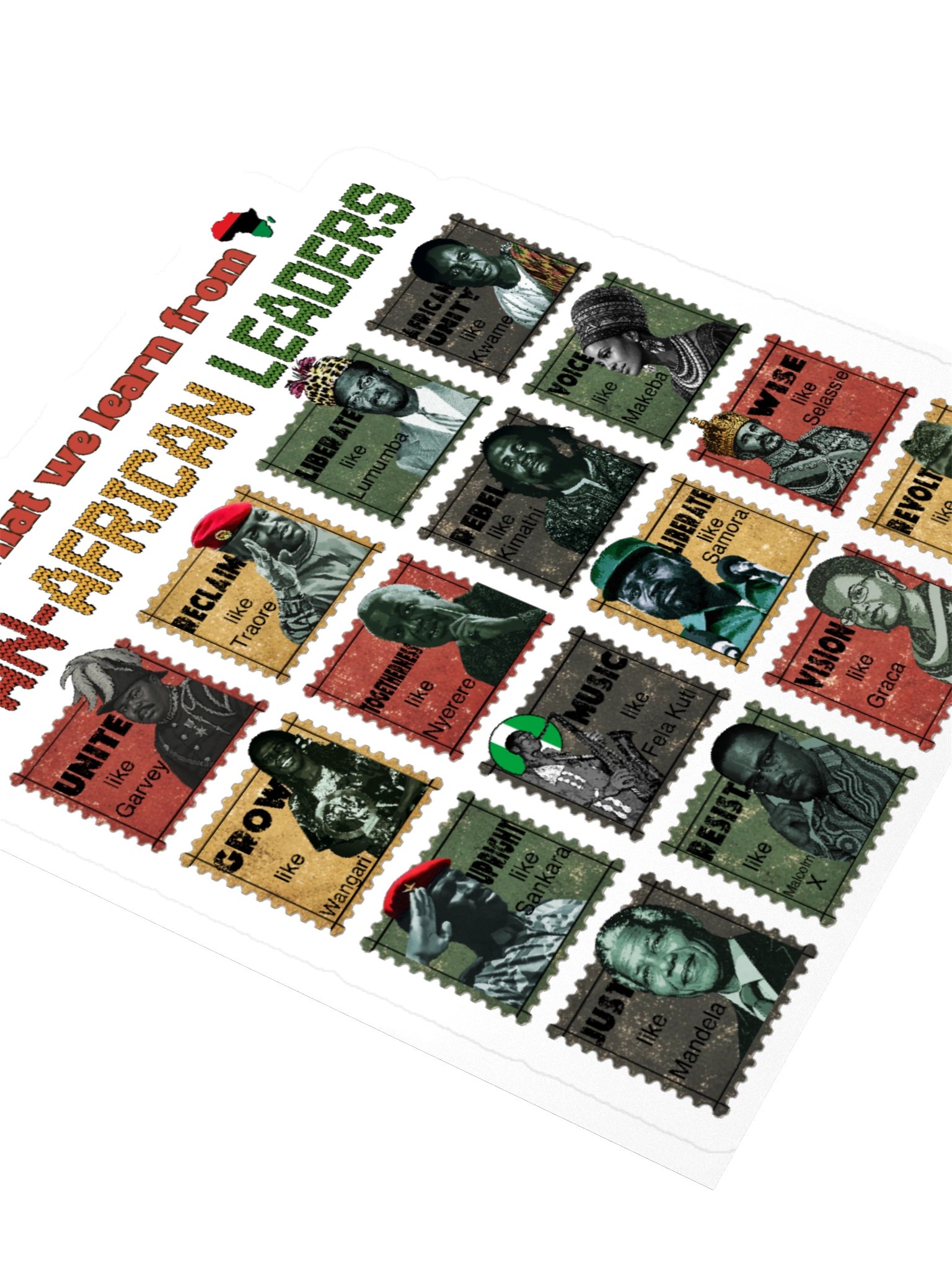 Pan-African Leaders Vintage Stamp Sticker | Vinyl Kiss Cut product image (7)