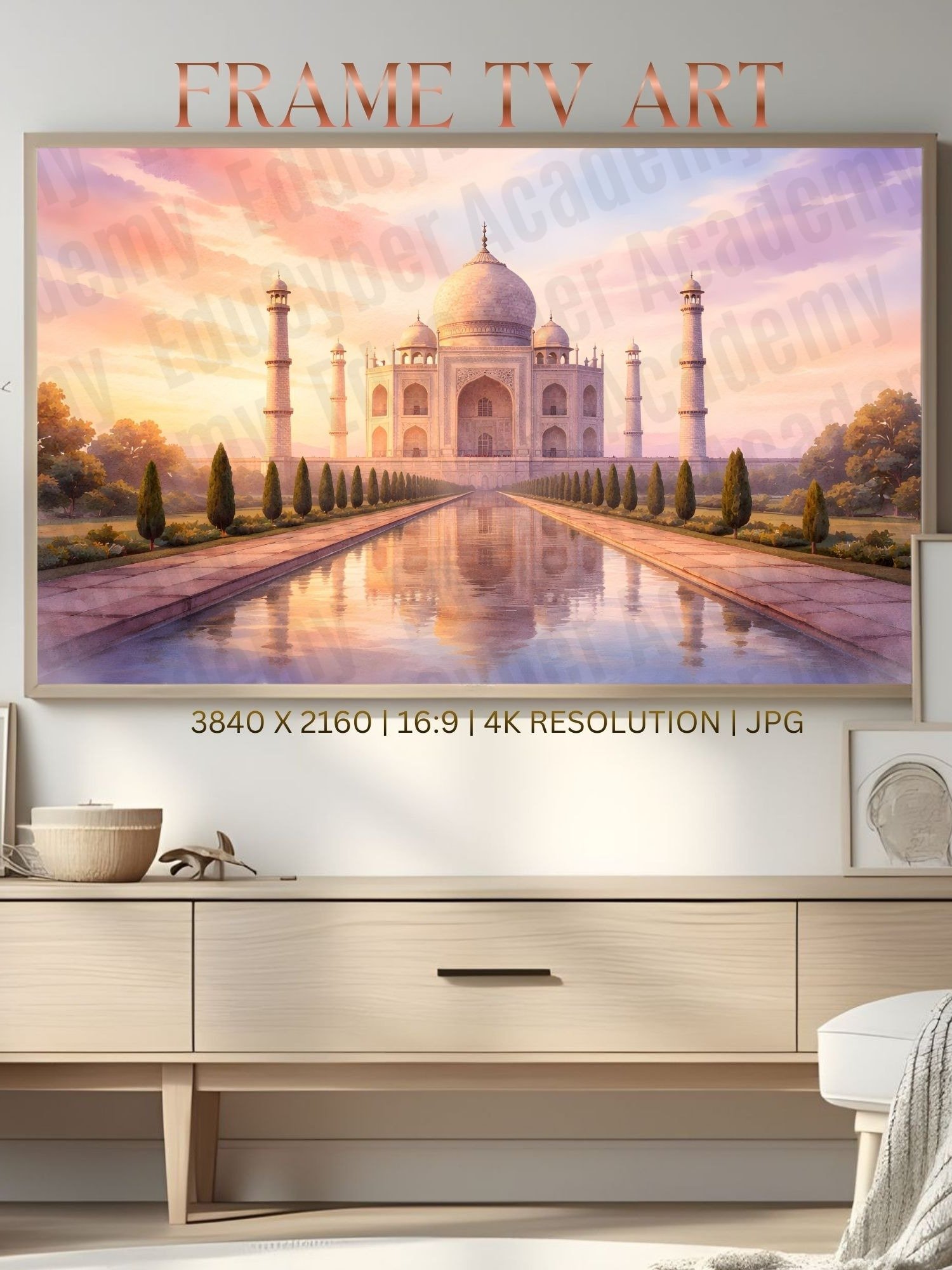 Seven Wonders of the World The Taj Mahal Frame TV Art, Laptop and Desktop Wallpaper 4K Instant Download Digital File product image (1)
