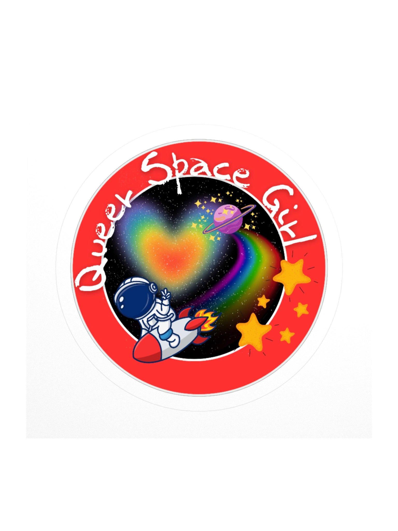 Queer Space Girl Circle Sticker product image (1)