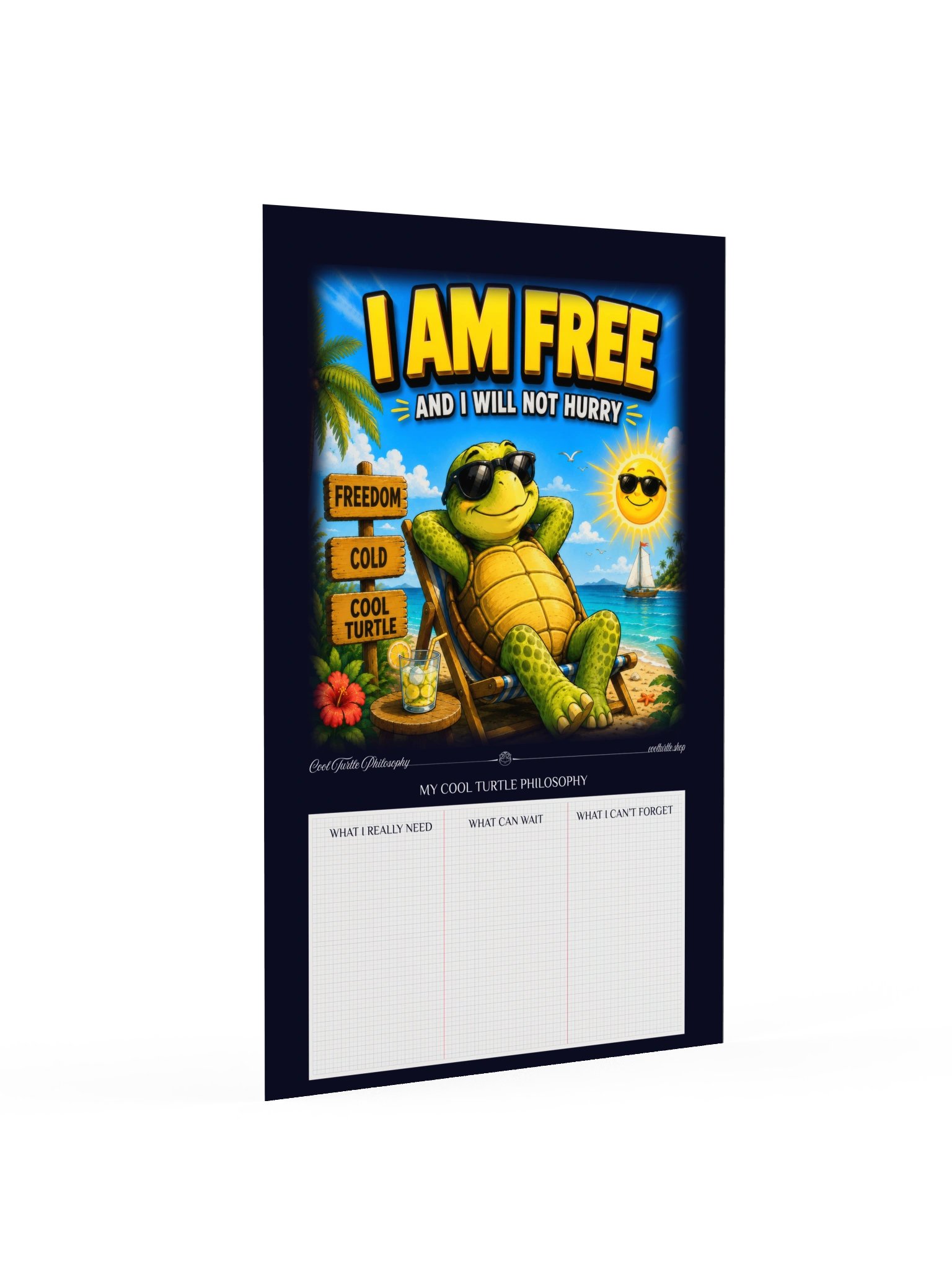 I AM FREE — My Cool Turtle Philosophy Interactive Poster — Deep Navy product image (2)
