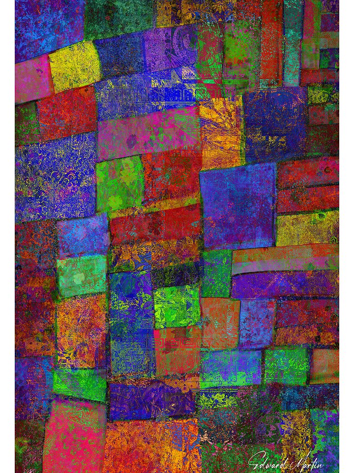 'Blocks' by Edward Martin: Mixed Media Collage Print product image (1)