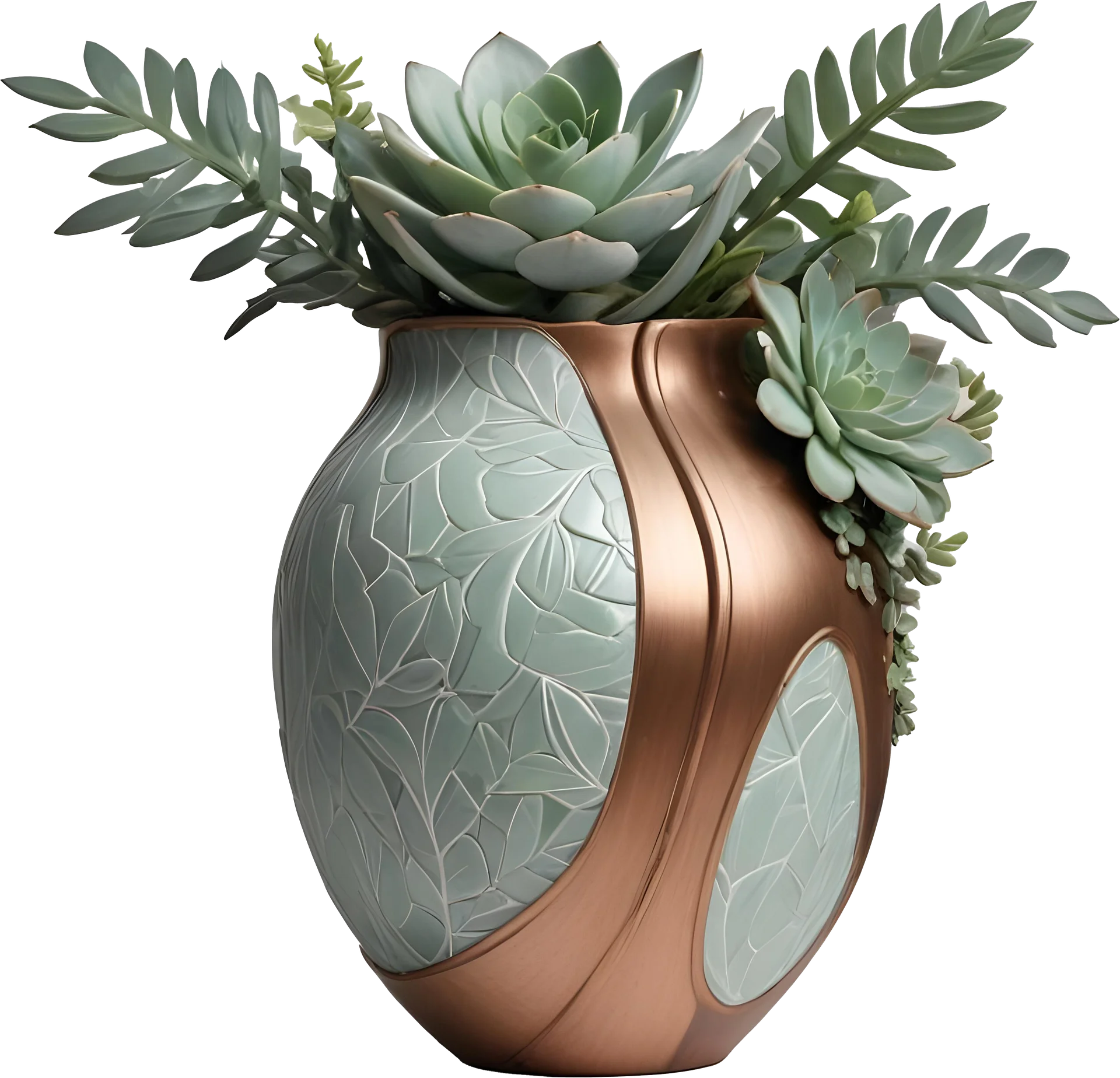 Gatsby Grace – Pot Art Deco with Succulent PNG product image (1)