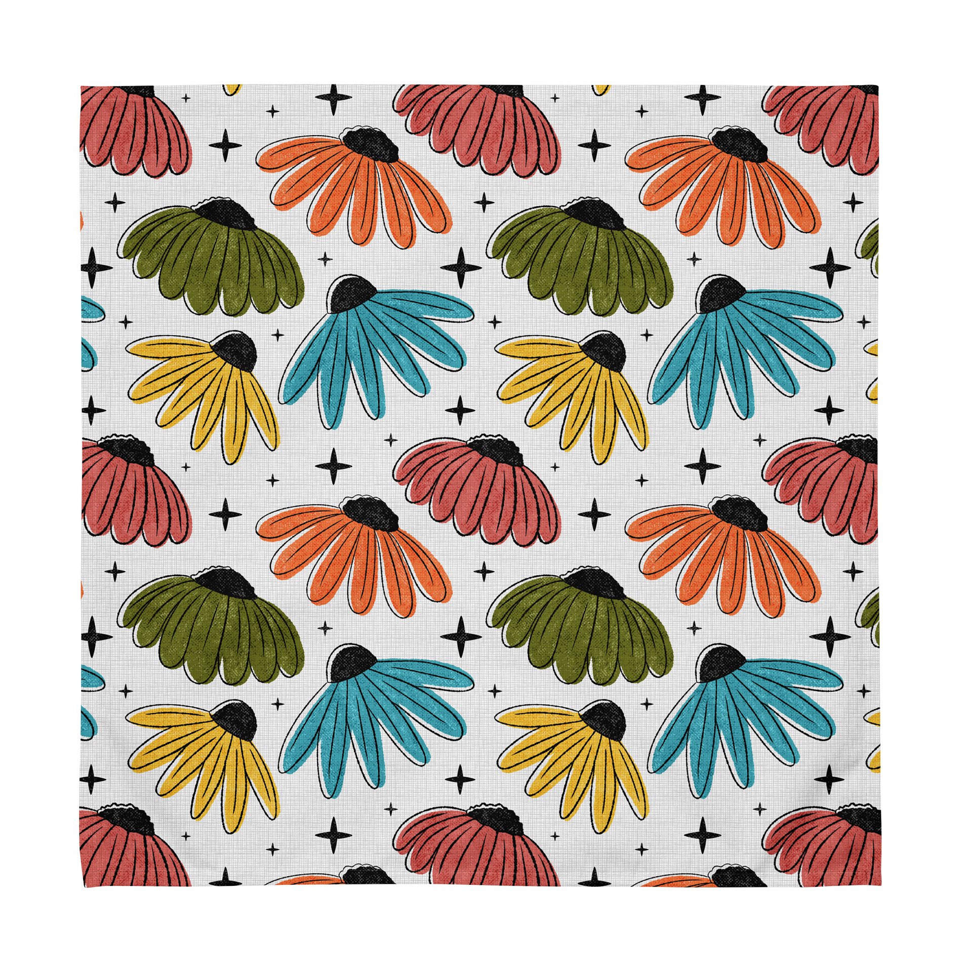 Retro Halftone Coneflowers Cloth Napkin Set (4) product image (3)