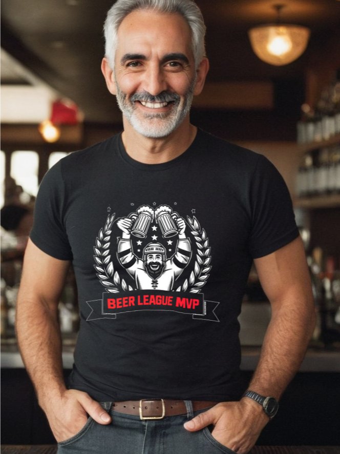 Funny Hockey T-Shirt - Beer League MVP - Beer League Hockey Shirt for Men - Gift for Drinkers With A Hockey Problem product image (2)