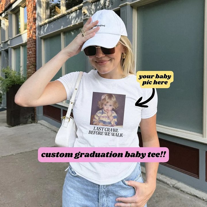 Custom Photo Graduation Baby Tee - Last Crawl Before We Walk Class of 2026 Aesthetic T-Shirt - Personalized Senior 2026 Gift product image (2)