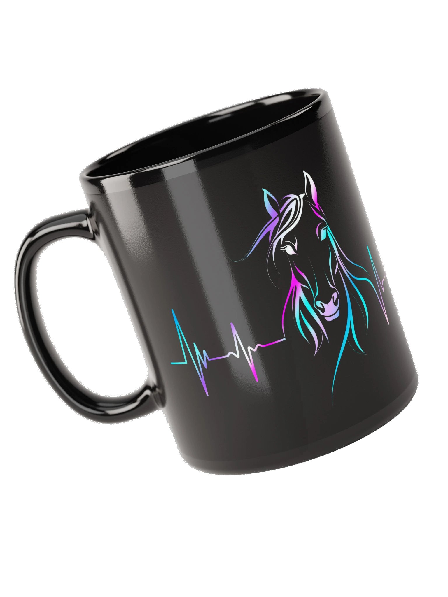 Horse Heartbeat Colorful Mug | Black Horse Lover Coffee Cup product image (5)