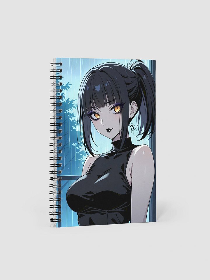 Luna Rain Original Character Emo Spiral Notebook | Golden Eyes Lace Dress Aesthetic 140 Pages Dotted product image (1)