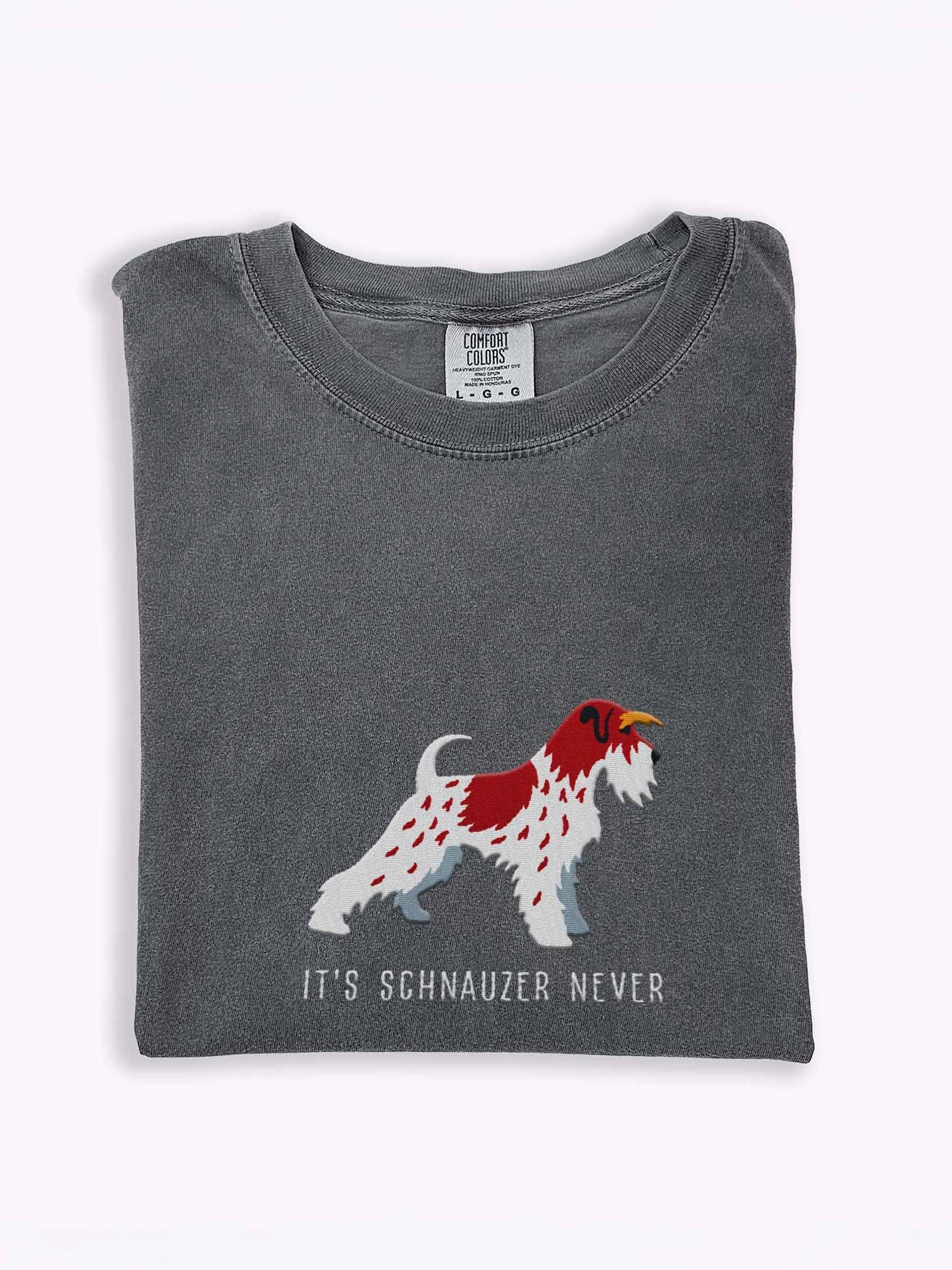 It's Schnauzer Never T-Shirt(Embroidered) of a Miniature Schnauzer(Parti, Liver & White) product image (1)
