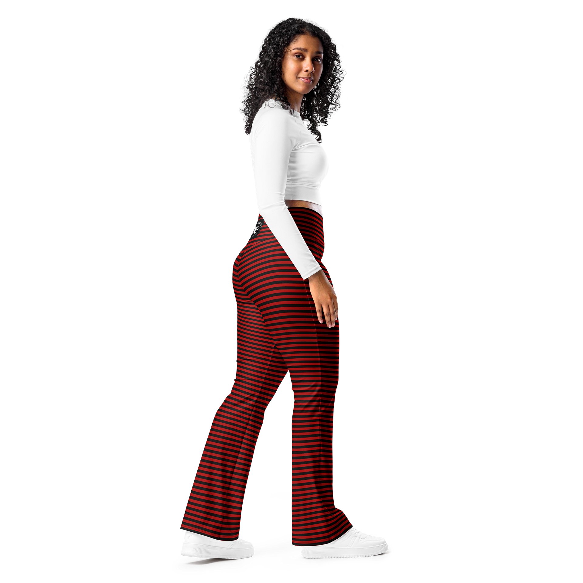 Red and Blaque Stripped Kat Skull Flares product image (9)