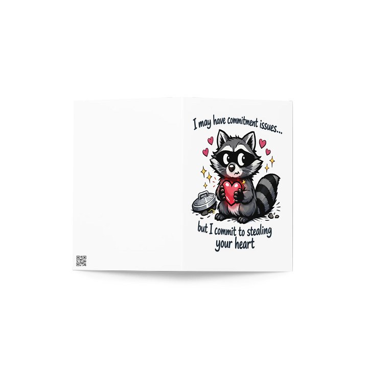 Valentine's Day Gift for Him/Her - "Commitment Issues" Raccoon Card - Funny Romantic Greeting Card product image (3)