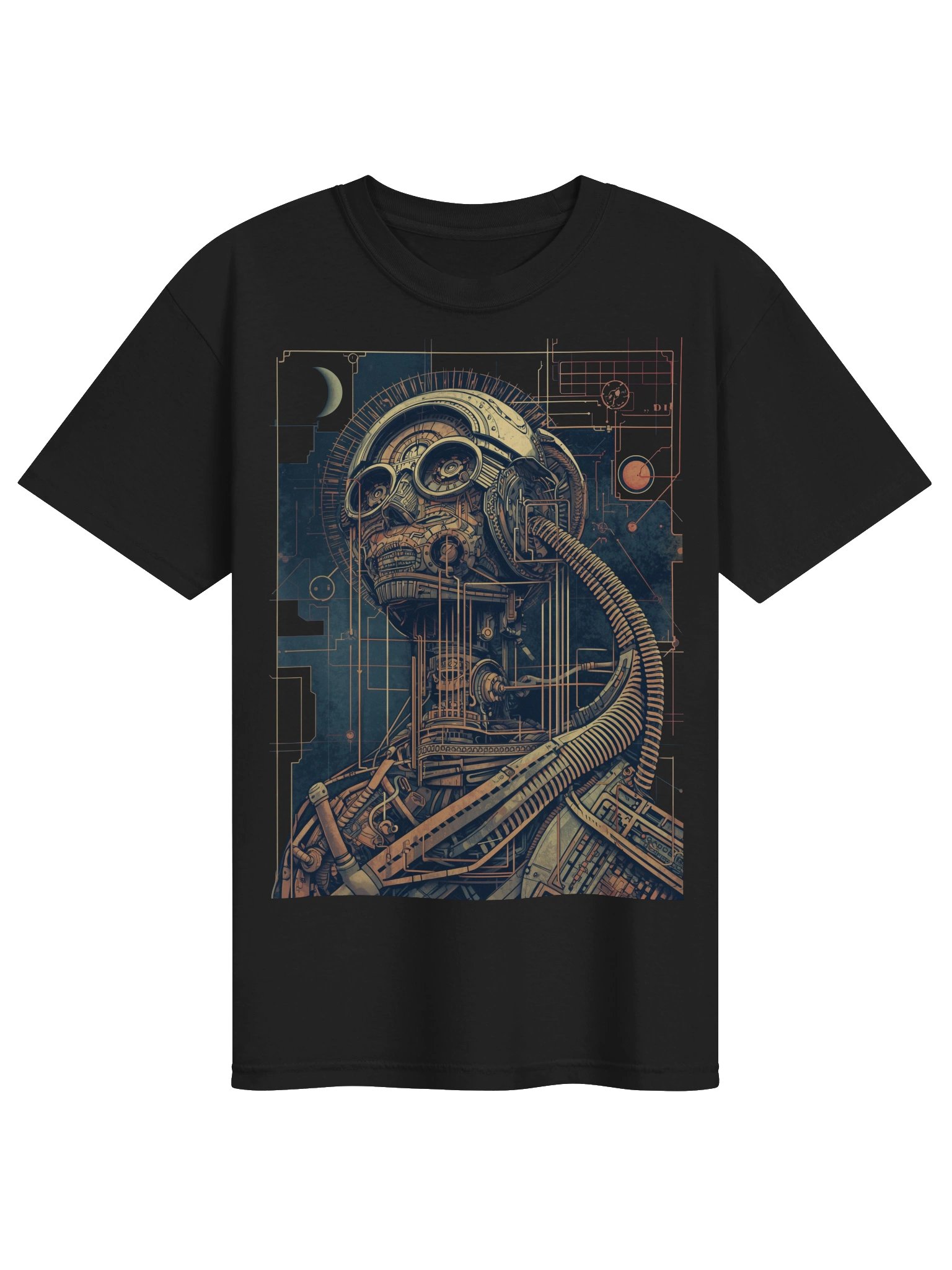 Retro-Futurist Cyborg Moon Heavyweight T-Shirt product image (1)