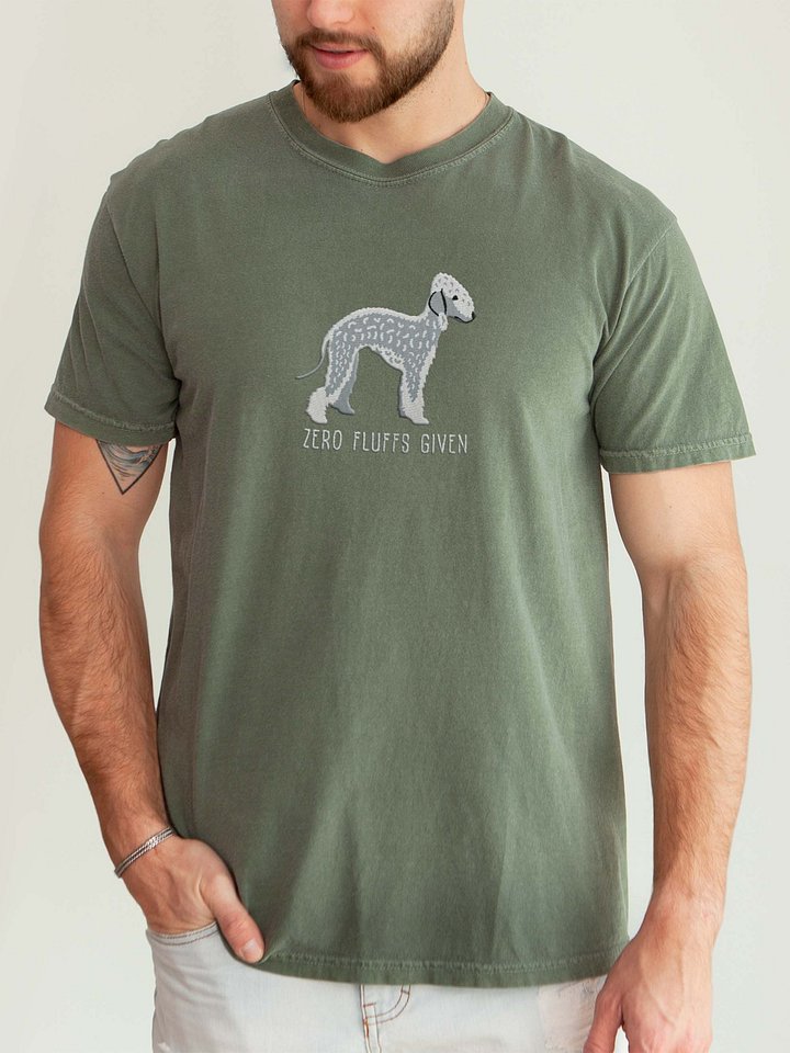 Zero Fluffs Given T-Shirt(Embroidered) of a Bedlington Terrier(Blue) product image (2)