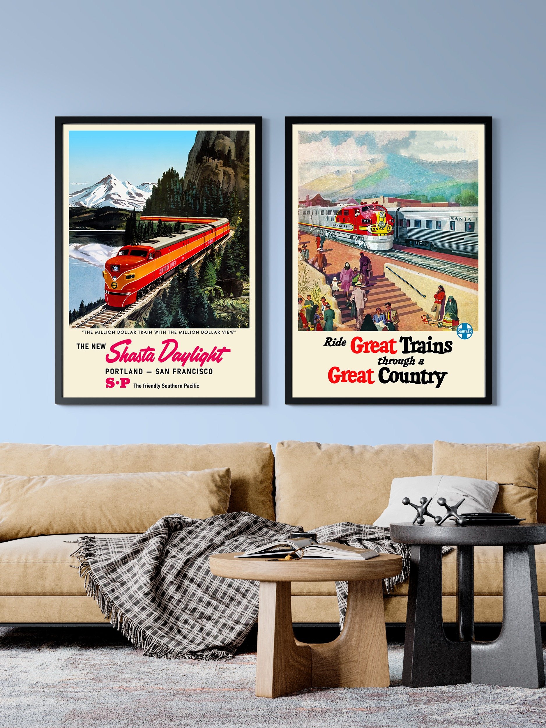 Santa Fe Railway, 1950s — retro train poster, vintage train art, train print, retro travel wall art product image (2)