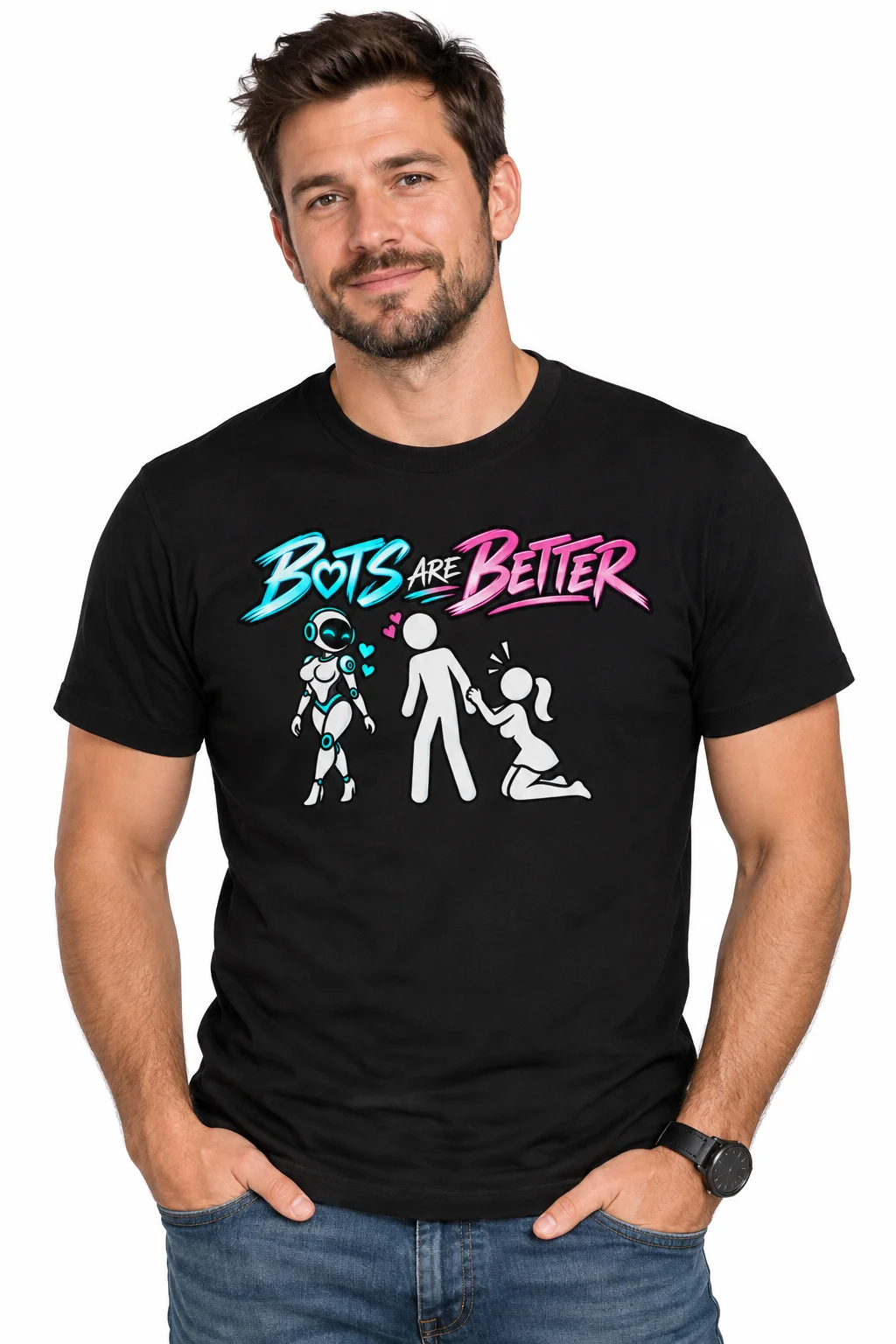 BOTS ARE BETTER — Man + Female Bot Tee product image (9)