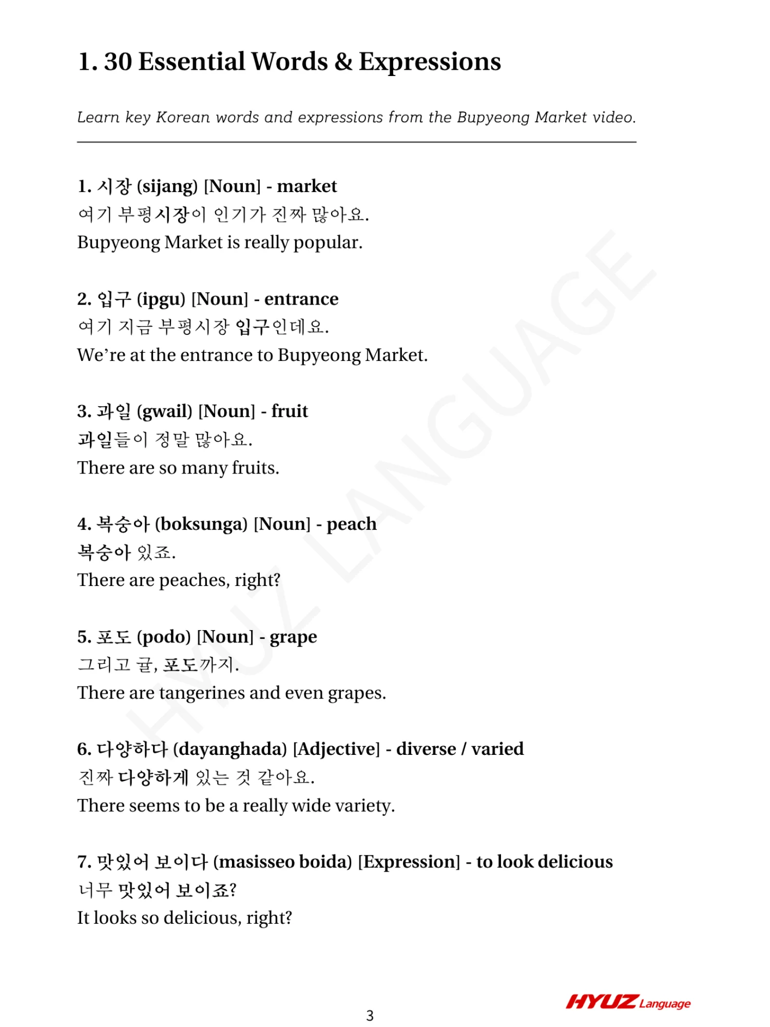 HYUZ Korean Vlog 1 Workbook — Bupyeong Market product image (2)