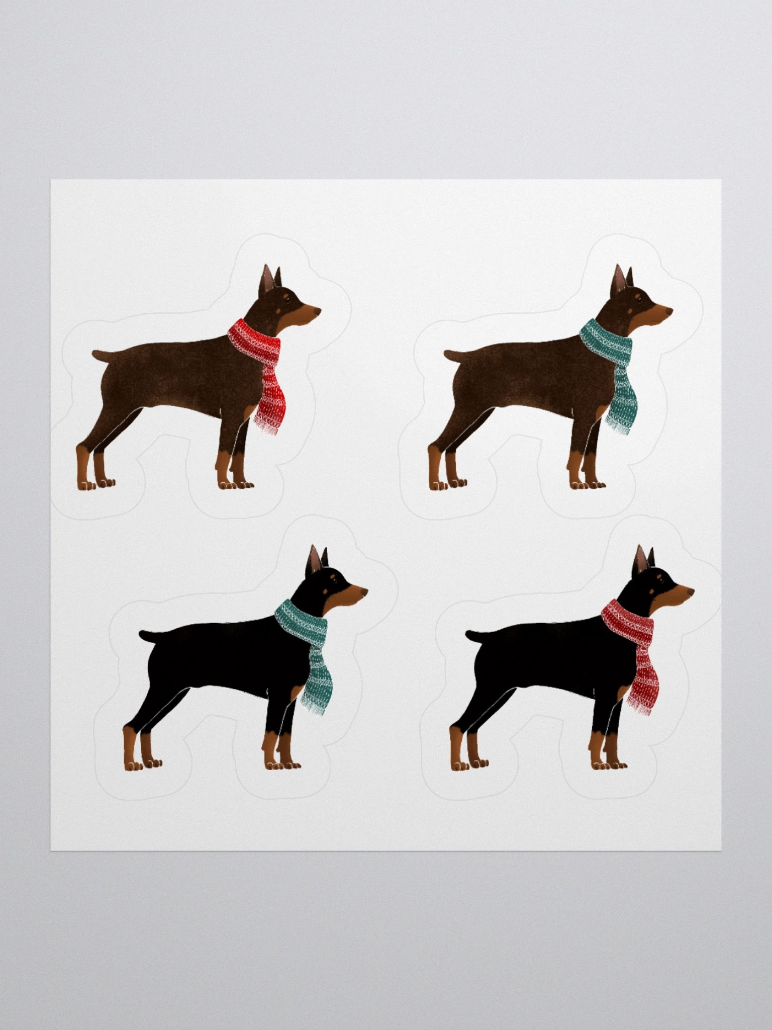 Winter Dobermans in Scarves Sticker Pack product image (4)