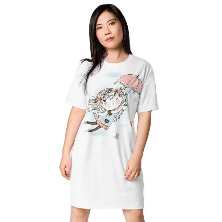 'Fly Away Girlie' White T-Shirt Dress product image (1)