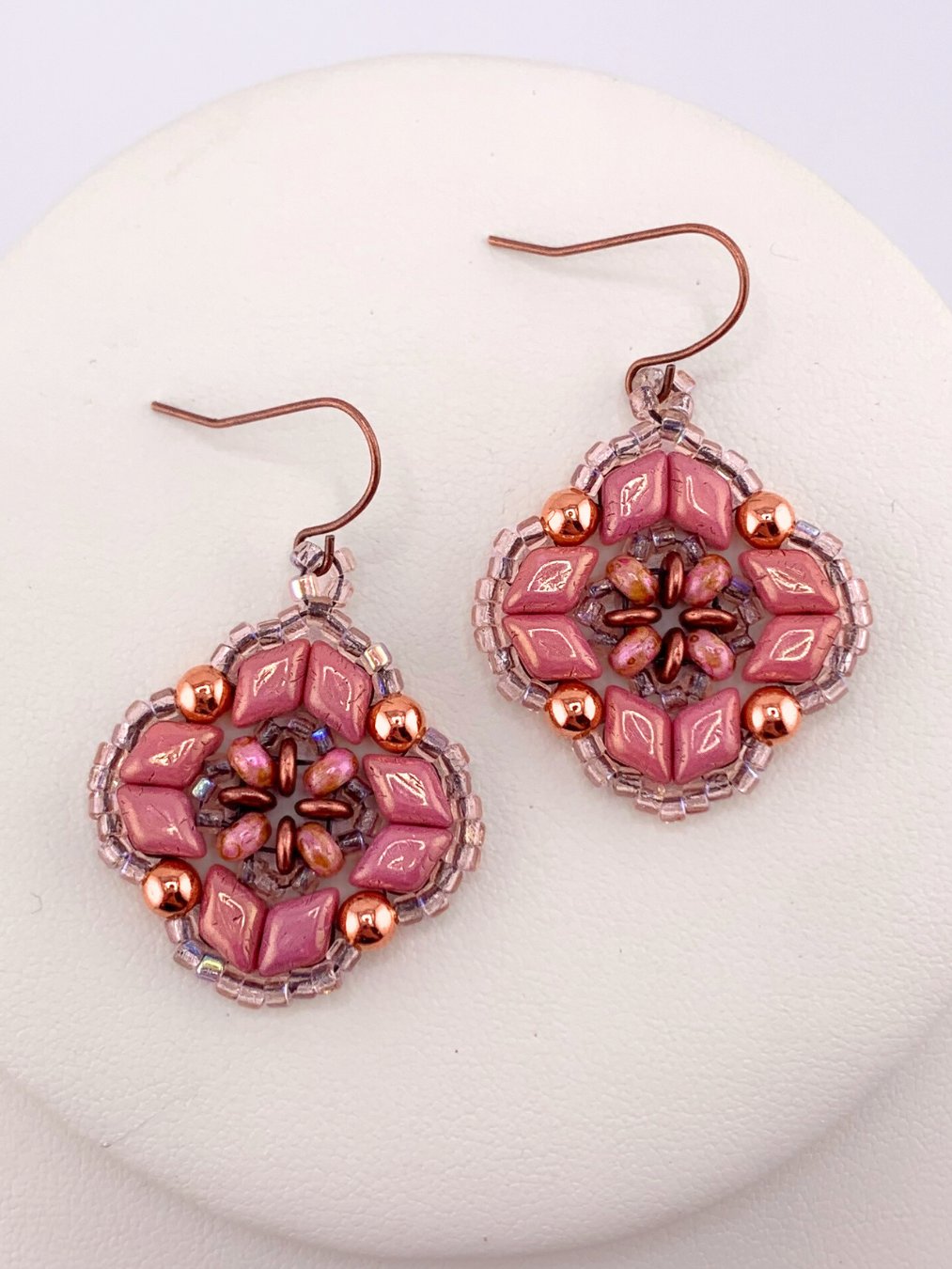 Pink and Copper GemDuo Beaded Earrings product image (2)