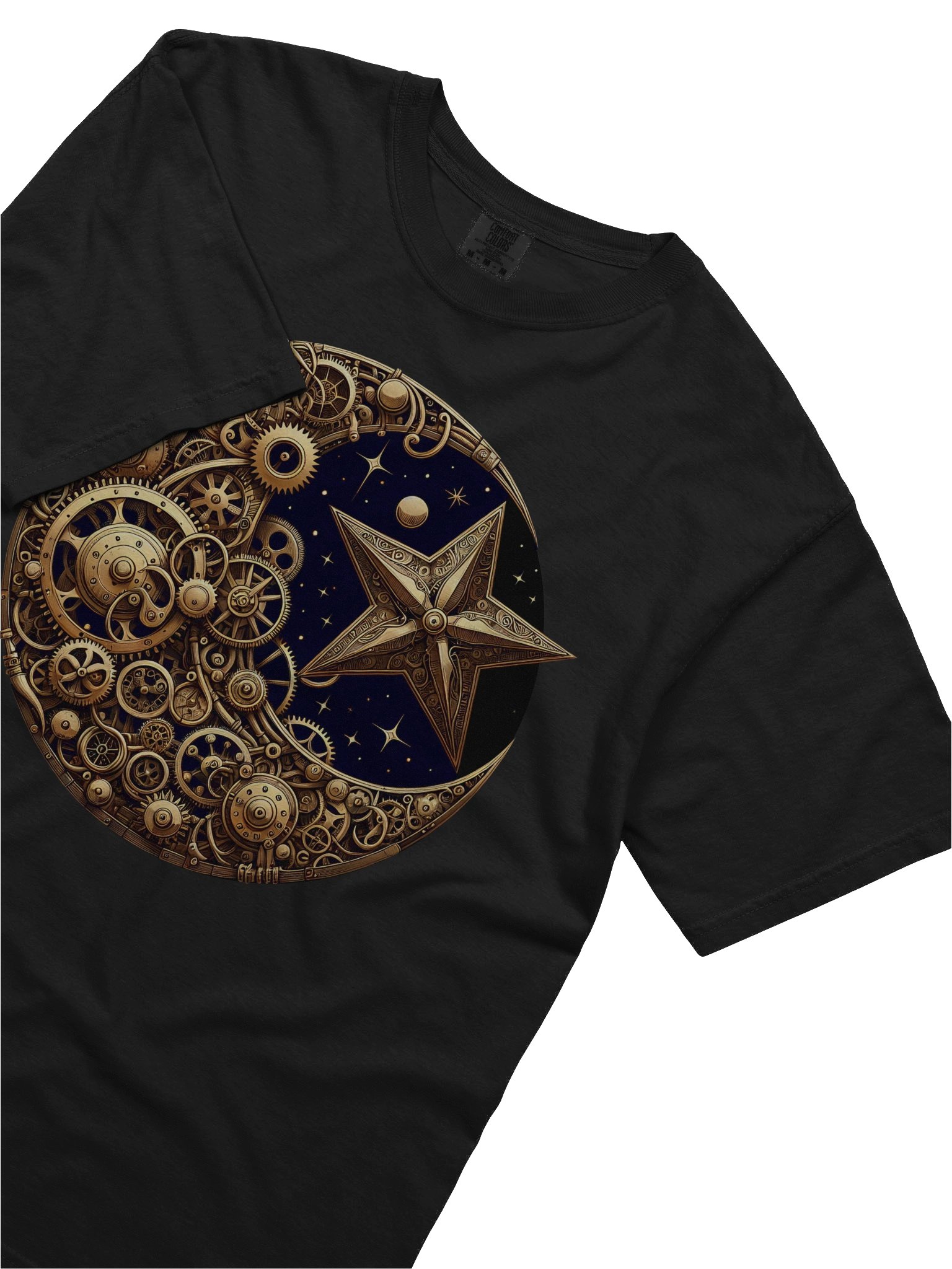 ⚙️ Steampunk Moon & Star T-Shirt – Celestial Gear Design | Retro Futuristic Clockwork Cosmos Tee product image (7)