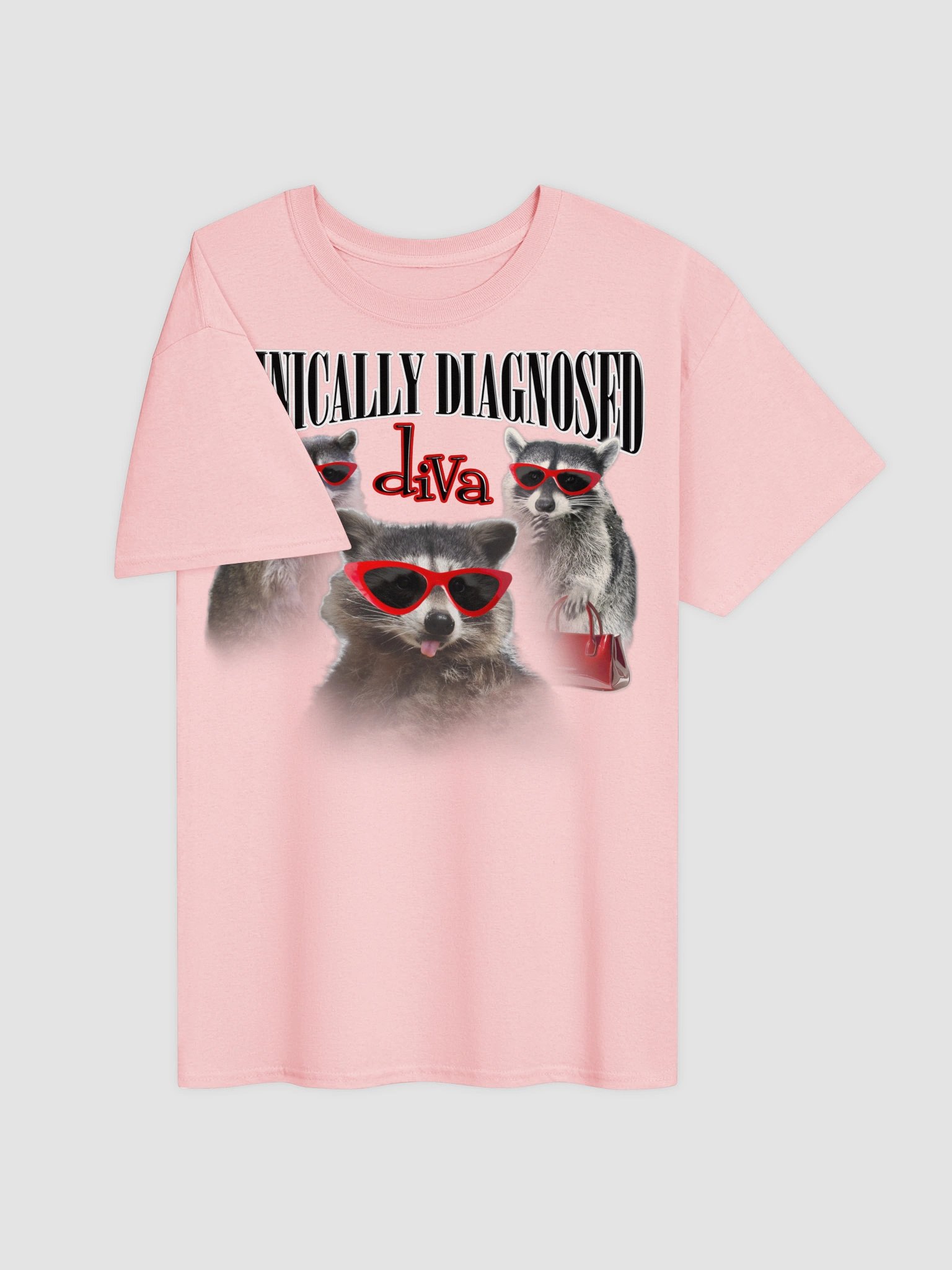 Clinically diagnosed diva - Raccoon T-shirt product image (31)