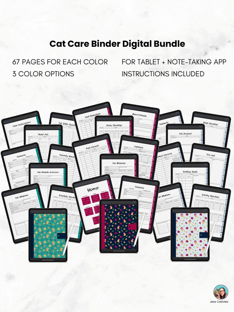 Cat Care Binder Bundle ~ Undated Printable and Digital Planners product image (6)