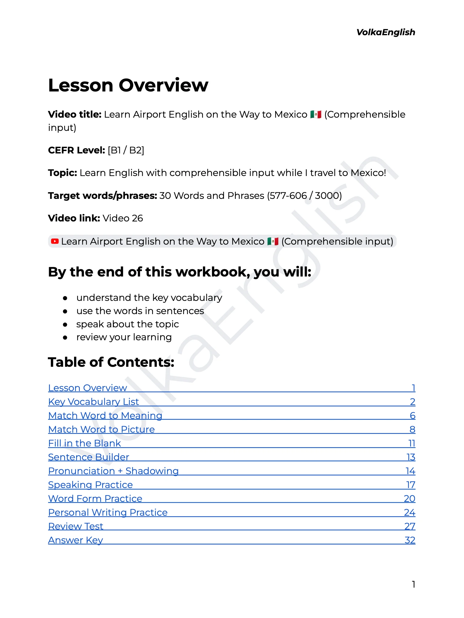 Learn Airport English on the Way to Mexico 🇲🇽 (Comprehensible input) - Video 26 Study Pack product image (2)