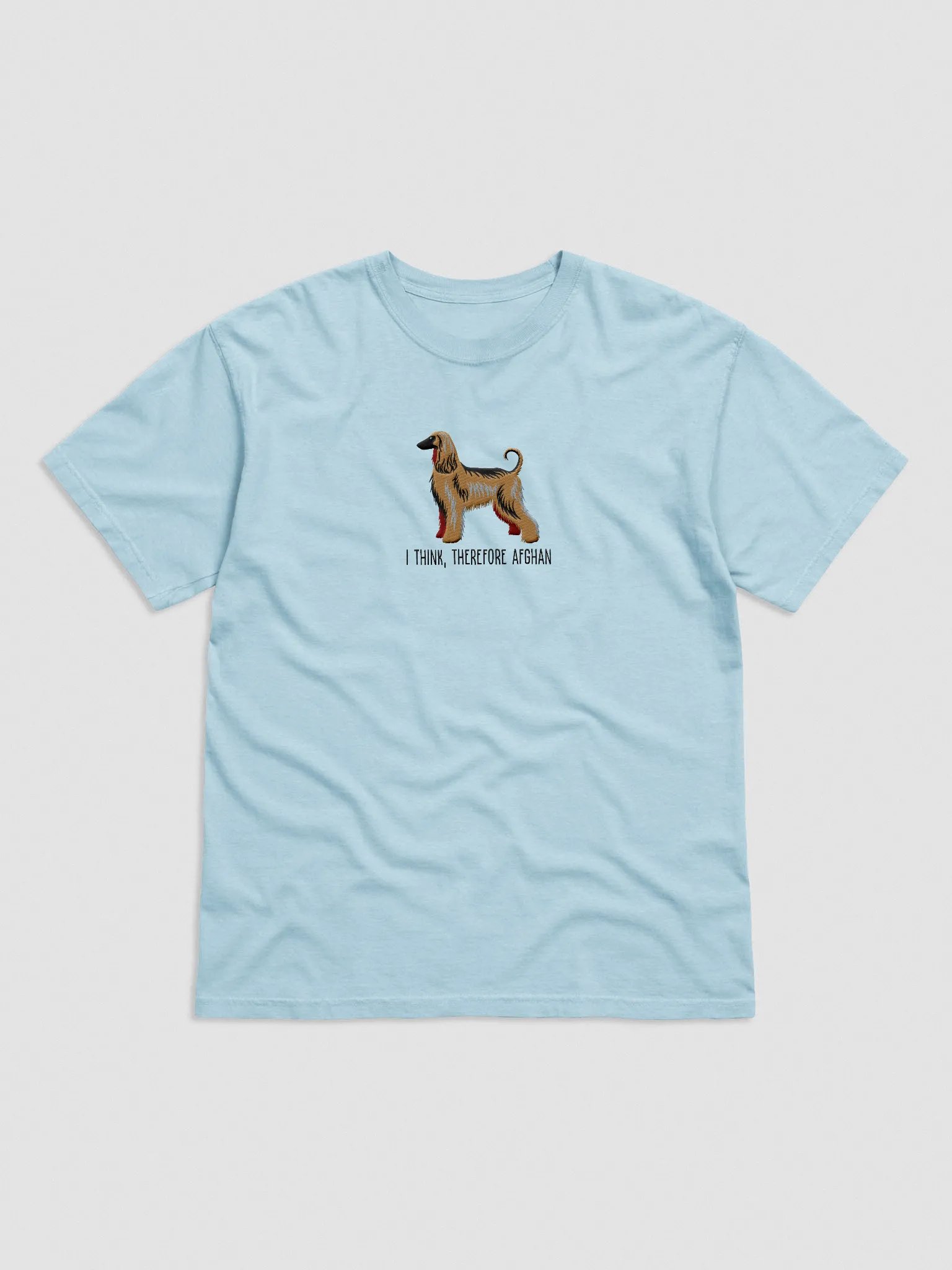 I Think, Therefore Afghan T-Shirt(Embroidered) of an Afghan Hound(Black Mask) product image (4)