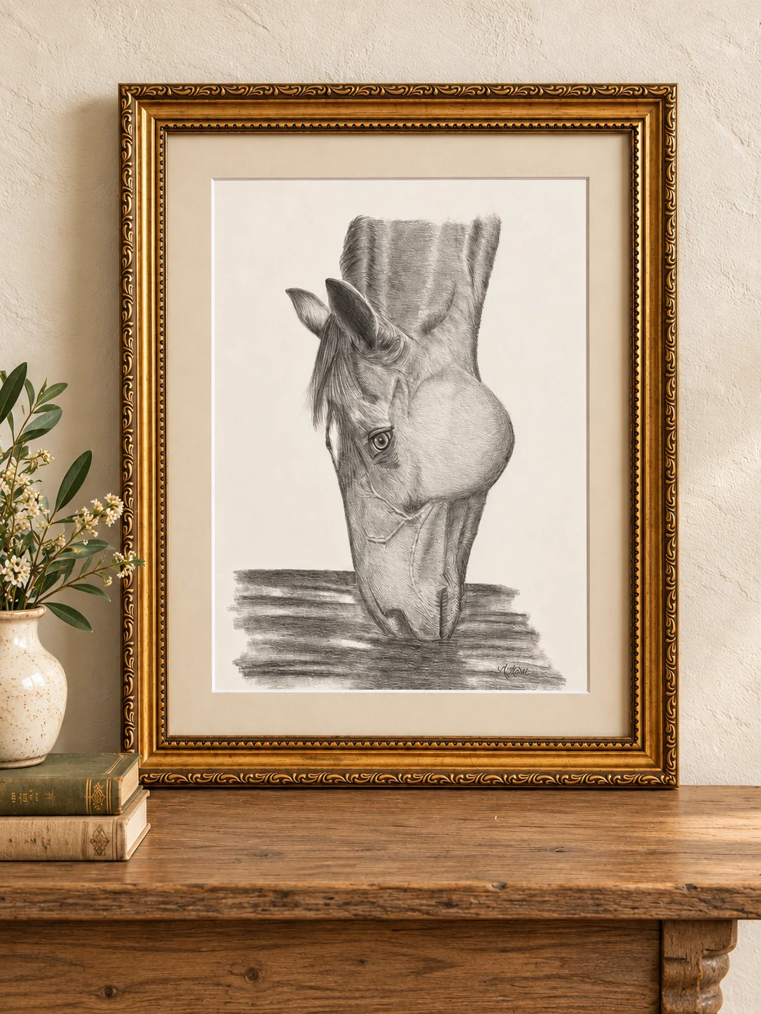 At the Water’s Edge — Original Horse Drawing product image (1)