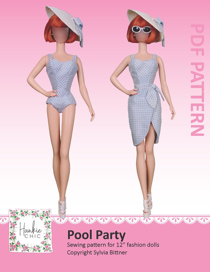 Pool Party sewing pattern for 12" fashion dolls product image (1)