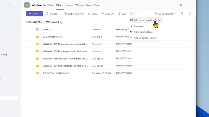 Use OneDrive shortcuts and files on demand - Workout video product image (2)