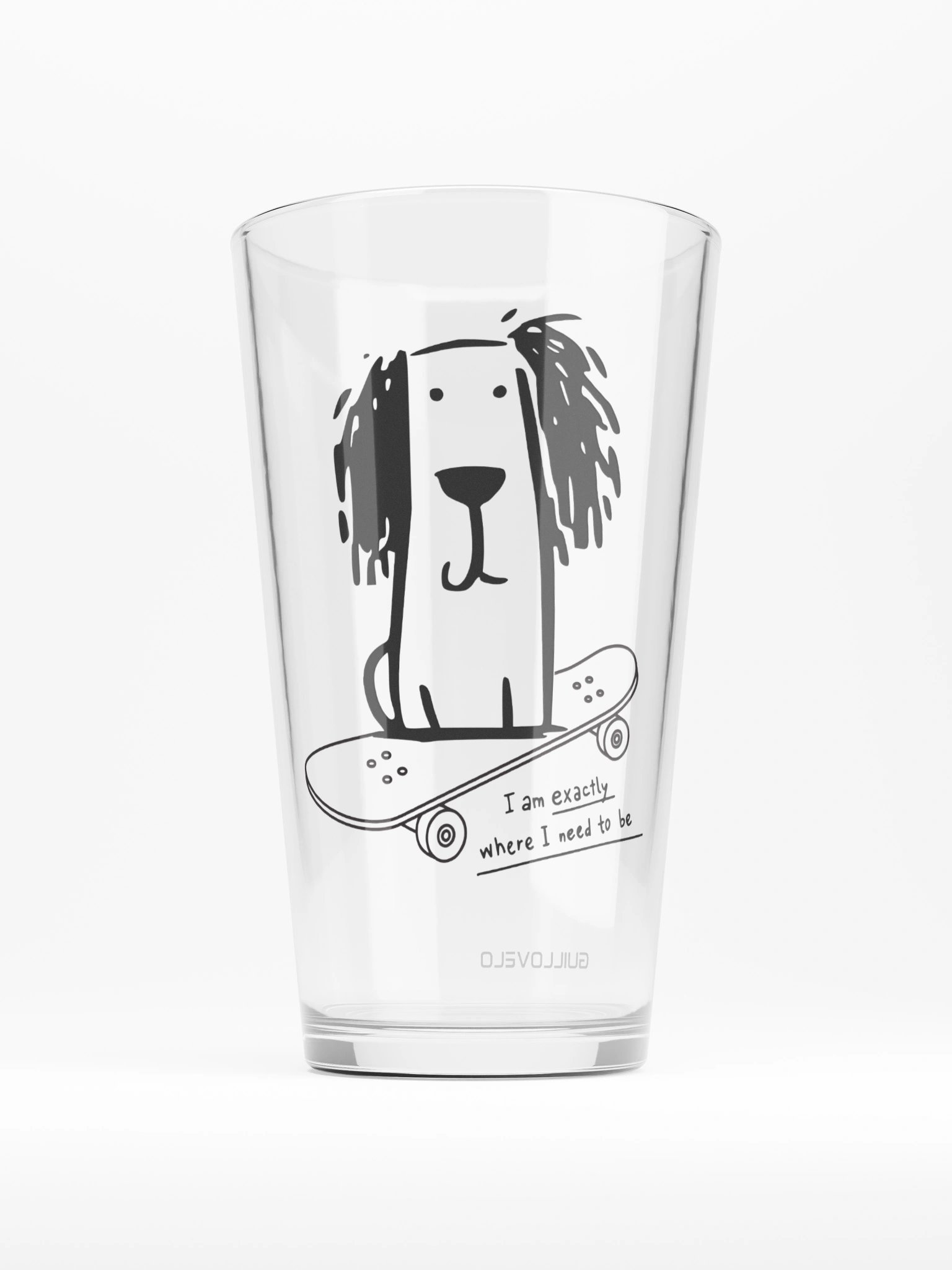 Exactly Where I Need to Be Dog Skateboard Pint Glass product image (1)