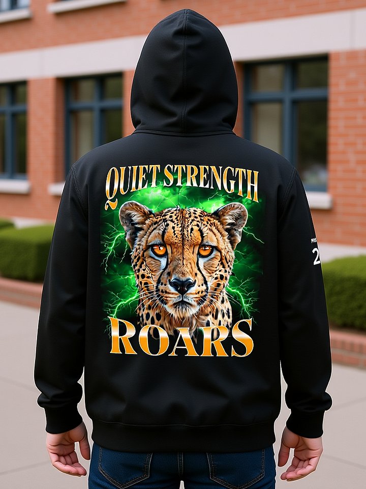 Quiet Strength Roars - Cheetah Inspirational Quote - Zipper Hoodie with Psalm 27 product image (1)